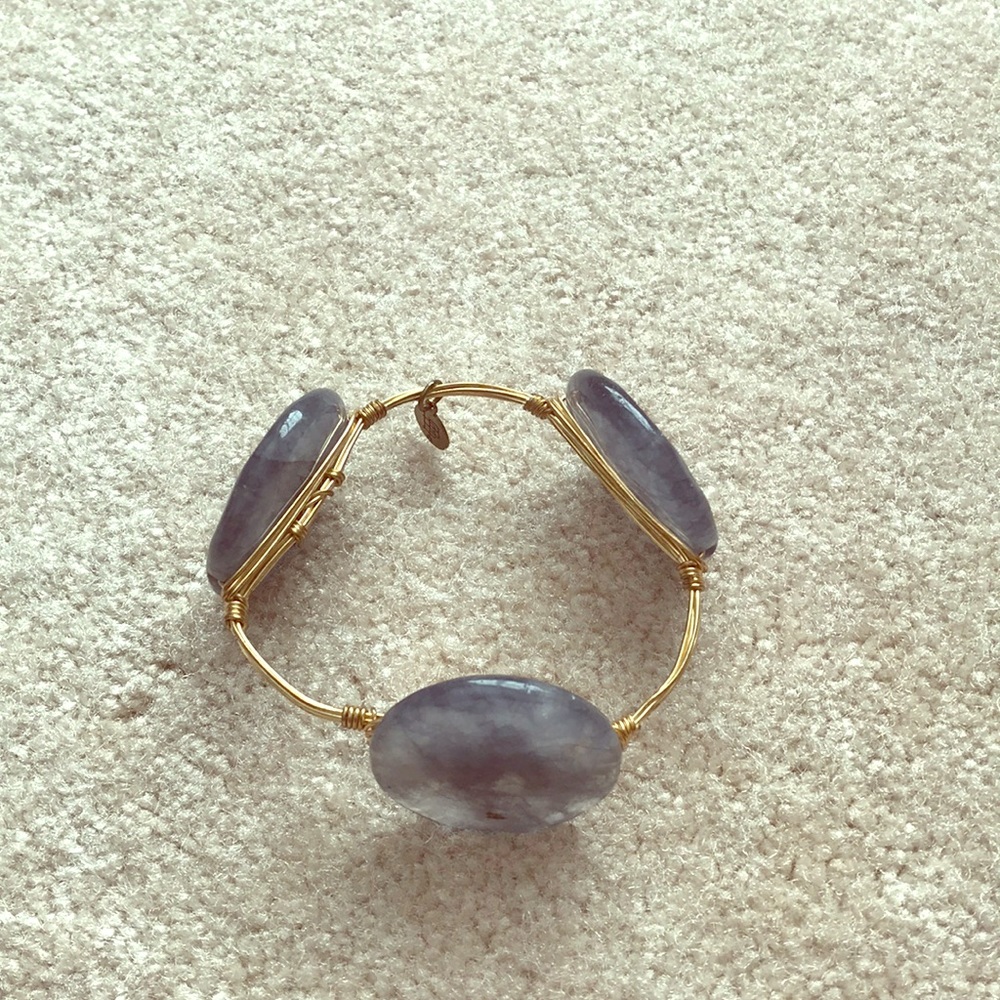 Gold & Grayish Blue Boutique Bracelet